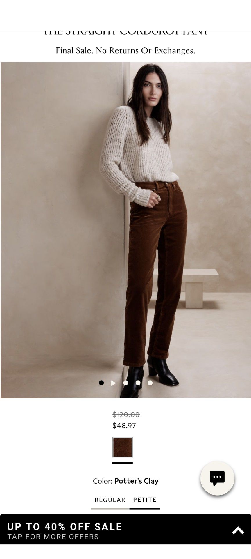 Banana Republic Straight Corduroy Pant