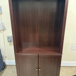 Dark Wood Storage Cabinet / Bookshelf with Doors