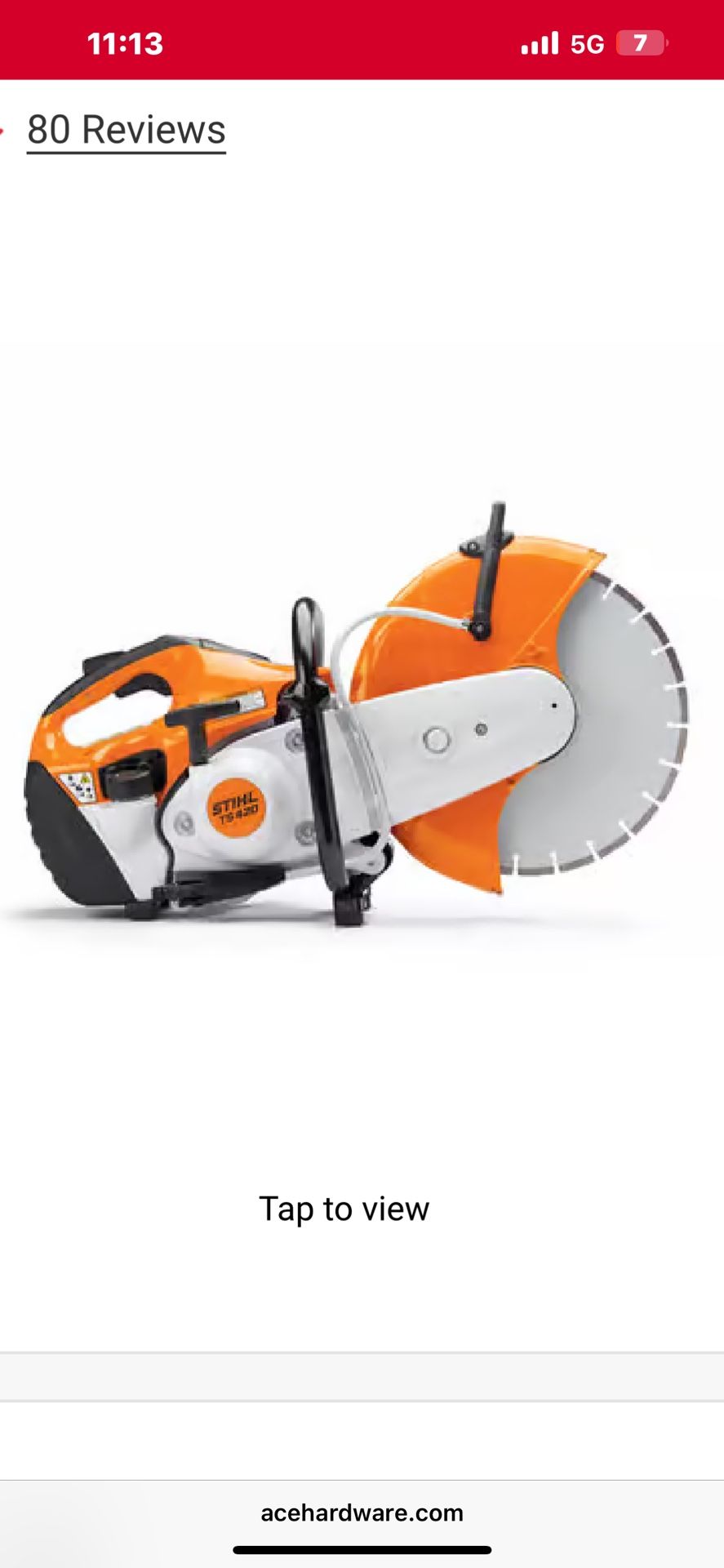 Stihl TS420 Cut Off Concrete Saw