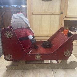 Santa Sleigh And Santa With Lights