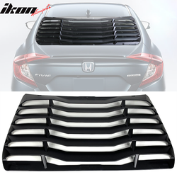 Fits 2016-2021 Honda Civic Sedan IKON Style Rear Window Louver Cover ABS Matte Black