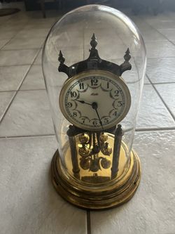 Vintage Kundo Kieninger Obergfell Anniversary Glass Dome Clock