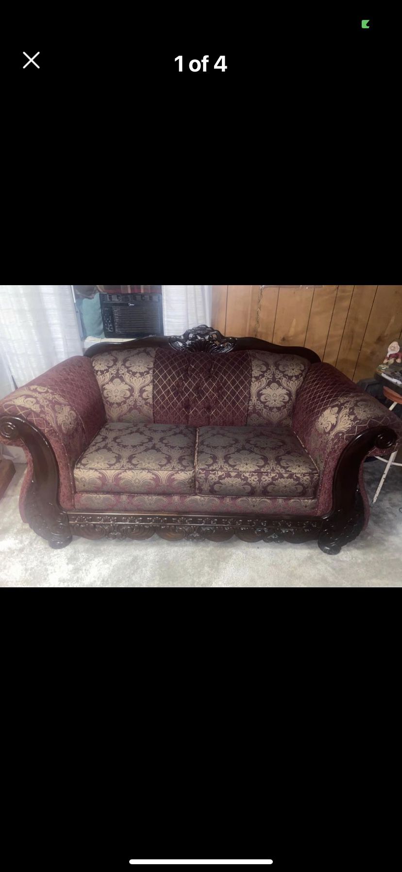 Beautiful Burgundy And Gold Couch Must Go