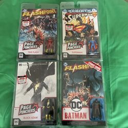 McFarlane Toys DC Page Punchers Comic Book & 3" Figures Flash Batman Lot Of 4 BLACK ADAM/SUPERMAN/BATMAN/THE FLASH