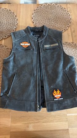 Harley-Davidson grey Leather Motorcycle Vest