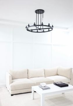 Armless Beige Fabric Sofa living spaces