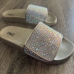 Gold Slides With Rhinestones 