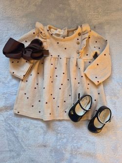 Zara, Baby Girl Long Sleeve Winter Dress, 3-6 Mo