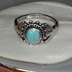 925 Tested And Marked & Turquoise Ring