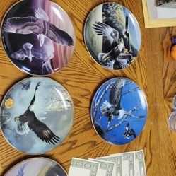 Collectors Set Of Franklin Mint Eagle Freedom Display Plates/certificates