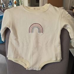 Alice & Co Ivory Rainbow Long Sleeve Romper Cotton 18-24M Bodysuit