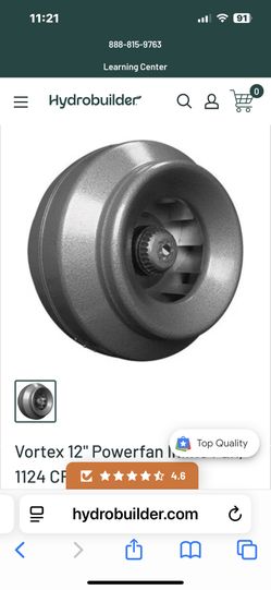 12” Vortex fan inline fan