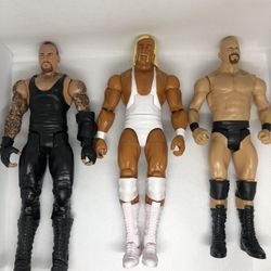 WWE Mattel 2011 Lot Of 3 Figures Hulk Hogan, Undertaker and Stone Cold Steve Austin 