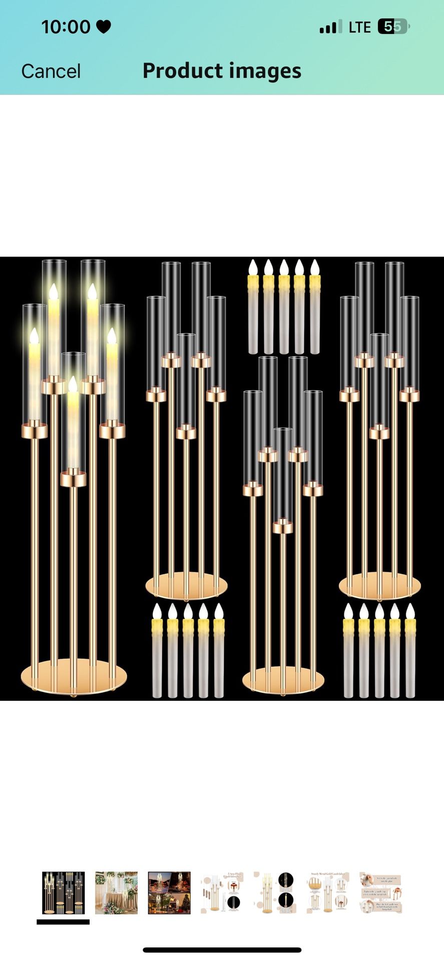 4 Set 5 Arm Gold Candelabra Centerpieces for Tables