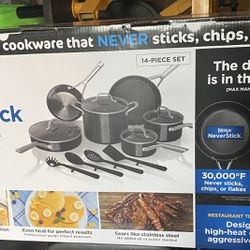 Ninja Foodi NeverStick 14-Piece Cookware Set, guaranteed to