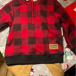 Boy size 5 red thermal jacket and khaki pants