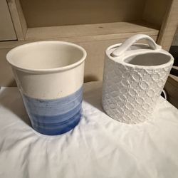 Floral Wide Vases And Decorative Plate