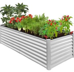 8x4x2ft Outdoor Metal Raised Garden Bed for Vegetables Flowers Herbs - Galvanized