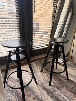 Black Adjustable Bar Stools – Set of 2