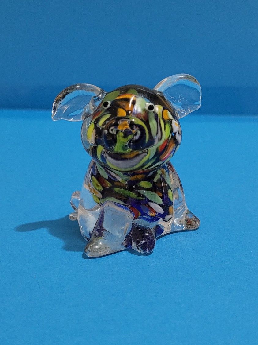 Glass Menagerie Fitz and Floyd #43 Spotted Pig Art Glass Paper Weight
