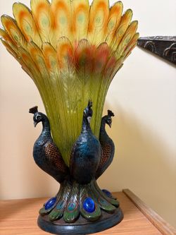 Decorative Peacock Vase Figurine