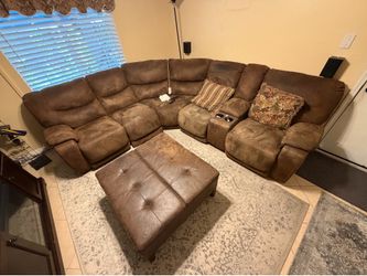 CORNER COUCH 3 RECLINER and COFFE TABLE WITH STORAGE AND TRAY