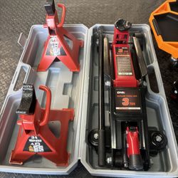 3 Ton Hydraulic Trolley Floor Jack + 3 Ton Stands Lifting Height Range: 7.7 in. - 21 in.