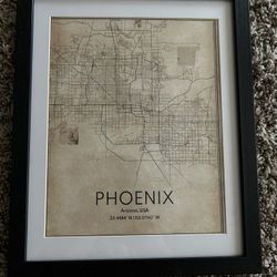8x10 Framed Phoenix Map