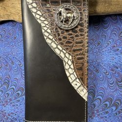 New Men's Handmade Genuine Multicolored Leather Tall  Bifold Rodeo Wallet