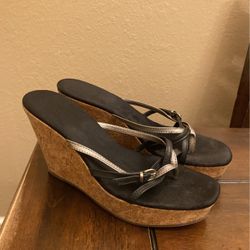 Black Wedged Sandals