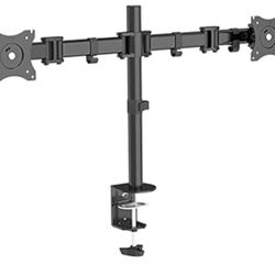 QualGear 3-Way Articulating Dual Monitor Desk Mount – Fits 13” to 27” Monitors