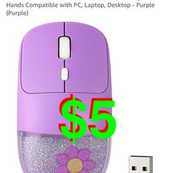 Wireless Mouse, 2.4 Ghz Wireless Optical Computer Mouse with USB Nano Receiver, Medium to Large Sized Hands Compatible with PC, Laptop, Desktop - Purp