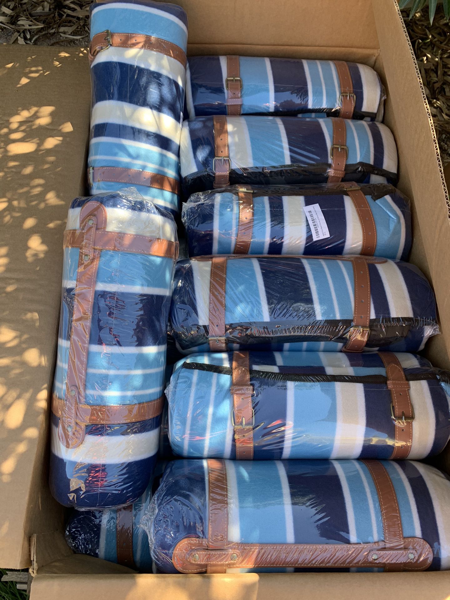 Box Of 14 Traveling Blankets 