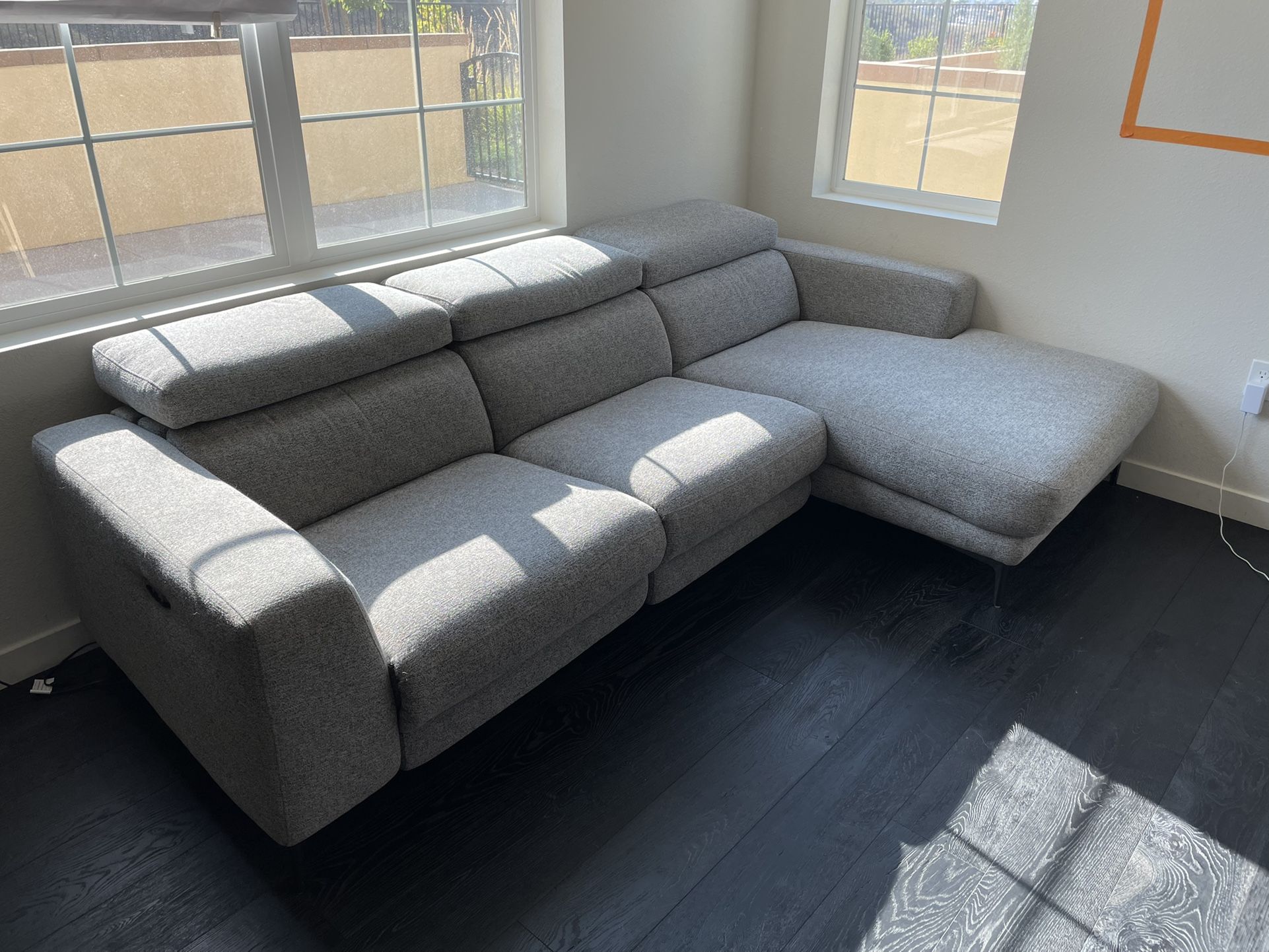 Grey Reclining Sectional Chaise 