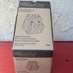 Pampered Chef Bamboo Knife Block (Nuevo en Caja