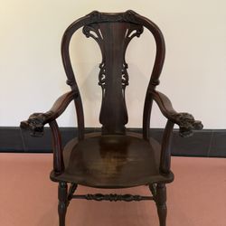 Antique Mahogany Carved Wooden Arm Chair