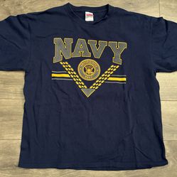 Vintage US Navy T-shirt Blue US Naval Academy Tee Made In USA Large Military 90s