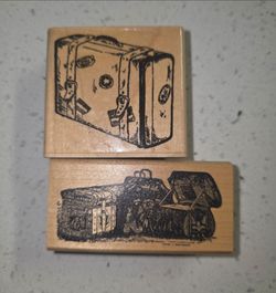 Vintage Travel Luggage Rubber Stamps Set of 2
