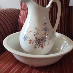 Antique Pitcher and water basin- Signed.