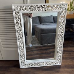 Wooden White Mirror 