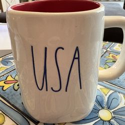 Rae Dunn USA mug with red inside