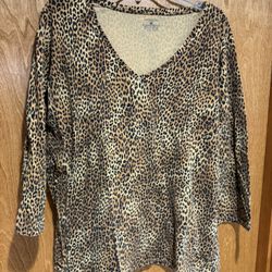 Jones Of New York Animal Print T Shirt 2x 