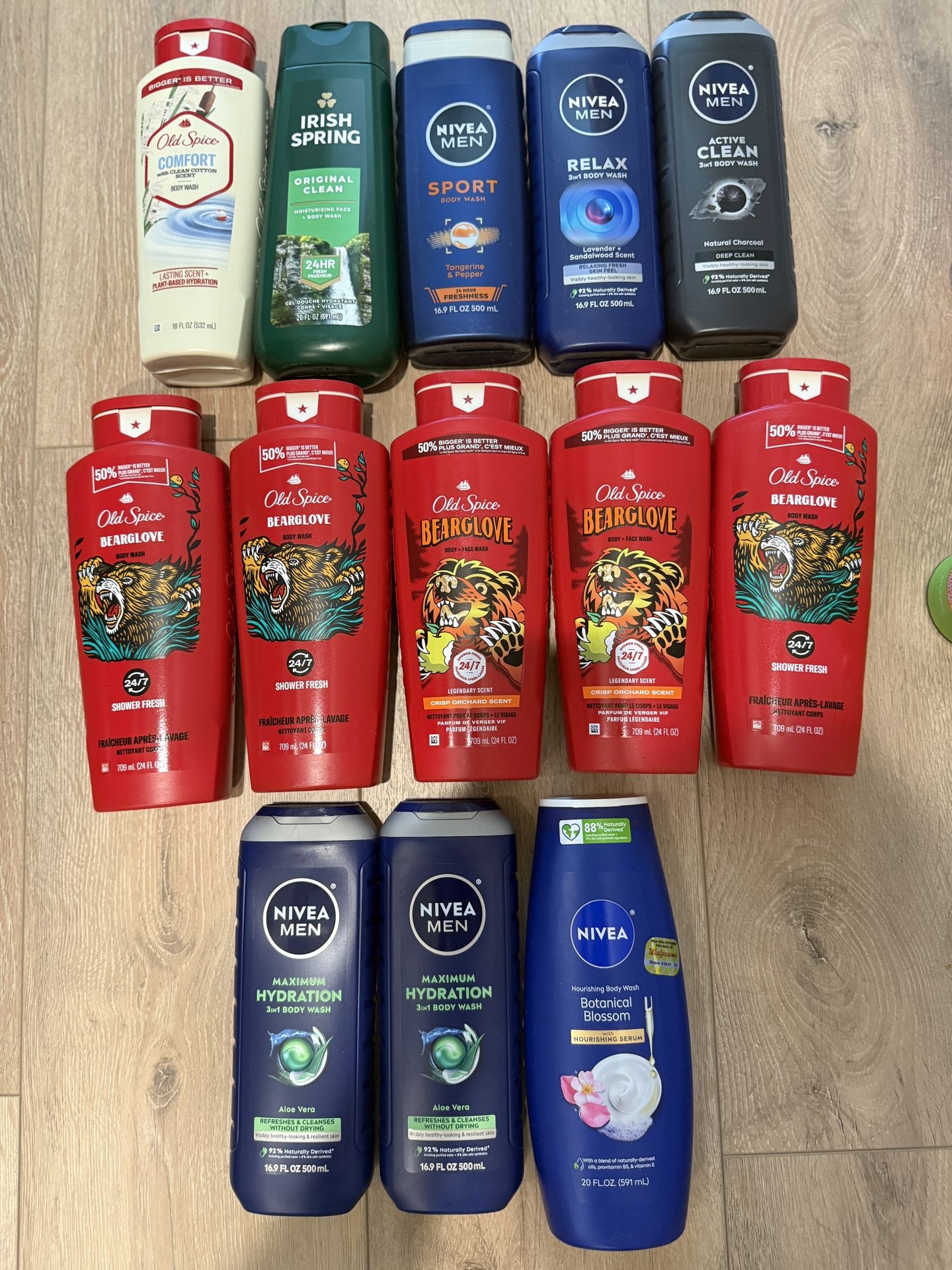 Bulk Of Men’s Body Face Wash Old Spice & Nivea Men & Irish Spring