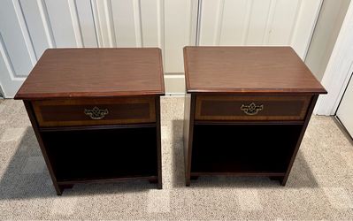 Matching Nightstands - Wood w/ Brass Pulls - Set of 2