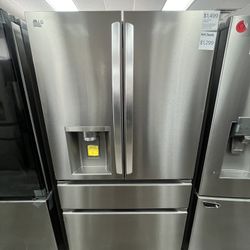 NOW ONLY $1299! LG Smart Standard Depth Max 4 Door French Door Refrigerator with Convert Drawer