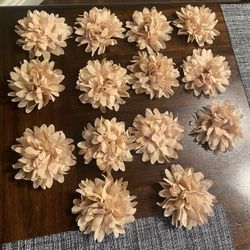 14 Chiffon Khaki Color Flowers 4 Inch 