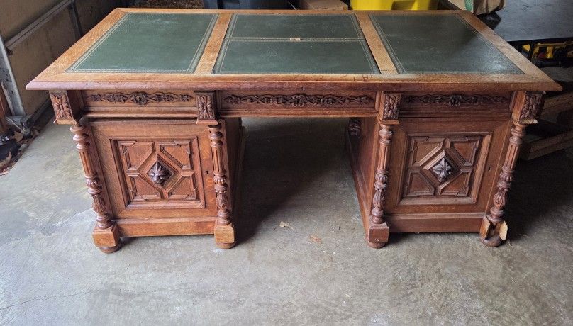 Antique Hand Carved Executive Desk