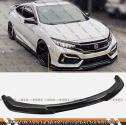 JDM V2 1PC FRONT BUMPER LIP SPLITTER FOR 2017-2021 HONDA CIVIC SI HATCHBACK FK7