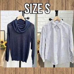 Lot of 2 Women’s Size S Tops Bundle Long Sleeve Sweater & Button Down Shirt