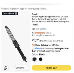 Conair instant heat curling iron